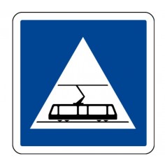 Panneau indication traversée tramways C20c